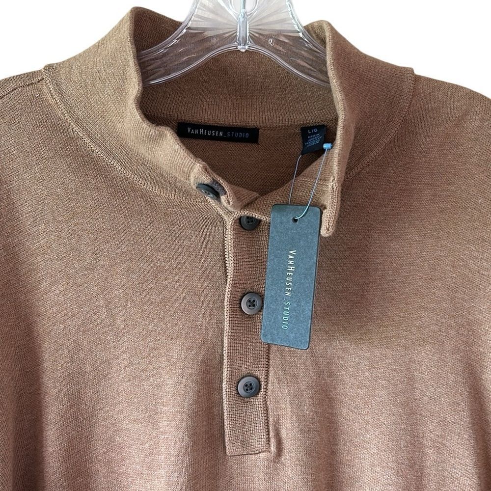 NEW Van Heusen Studio Mens Camel Heather Sweater